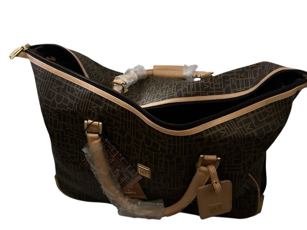 NWT Diane Von Furstenberg Brown Monogram Luggage Wheeled Travel & Overnight Bag
